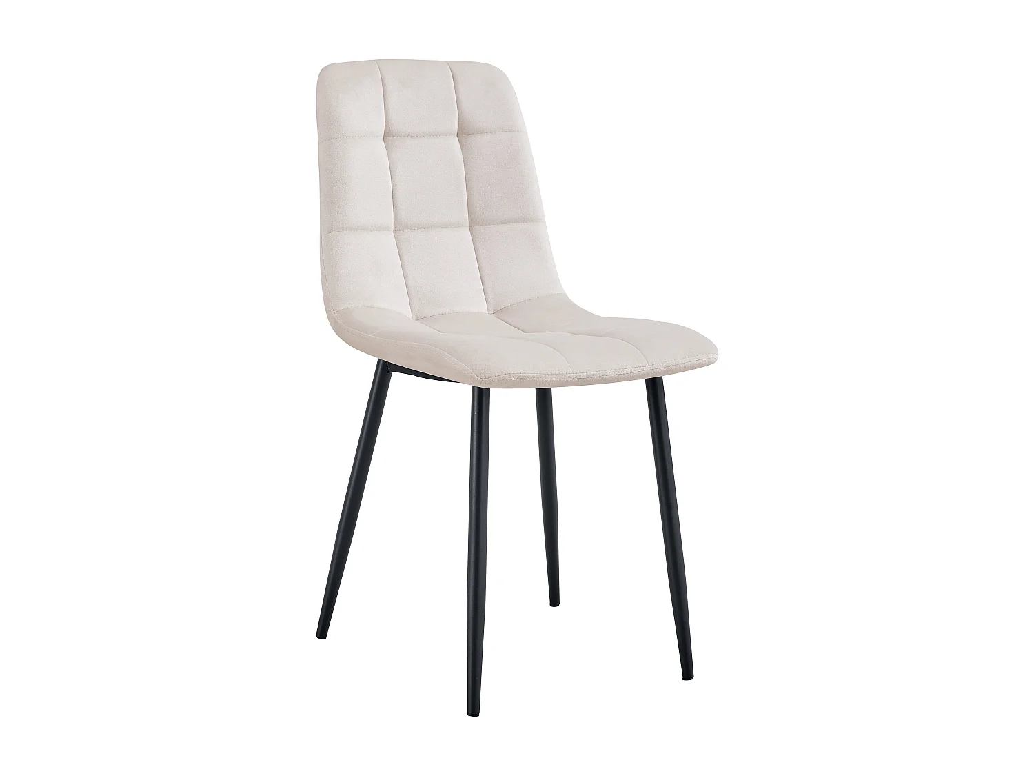 Lot 4 Chaises Salle à Manger Elisa Velours Beige Pieds Métal Noir 42x55x87cm