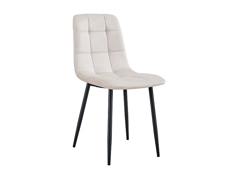 Lot 4 Chaises Salle à Manger Elisa Velours Beige Pieds Métal Noir 42x55x87cm