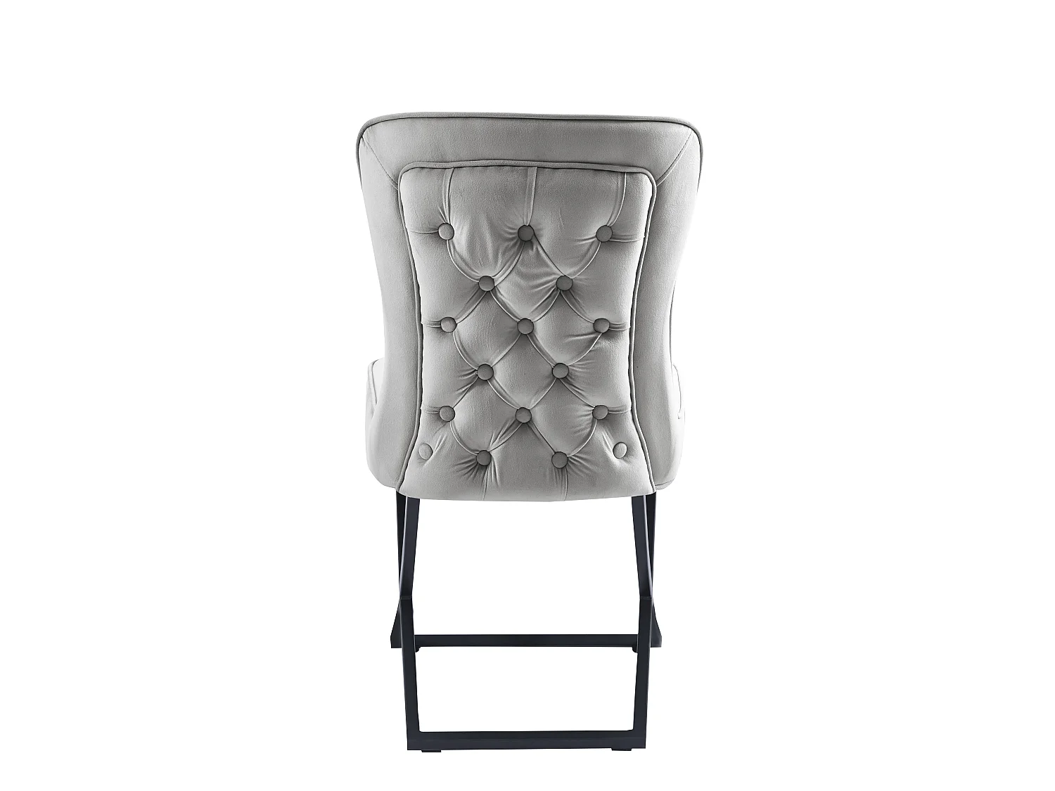 Lot 4 Chaises Salle à Manger Gabrielle Velours Gris Capitonné Pieds Métal Noir