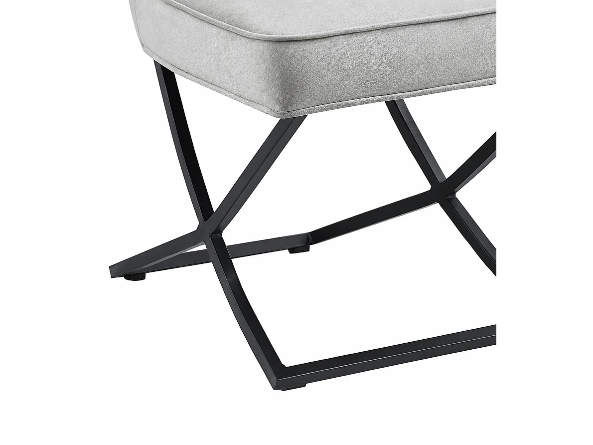 Lot 4 Chaises Salle à Manger Gabrielle Velours Gris Capitonné Pieds Métal Noir