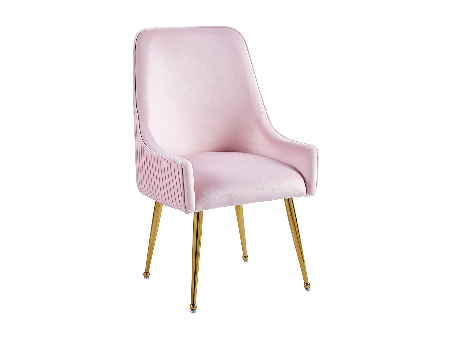 Lot 2 Chaises Salle à Manger Luxury Velours Rose Pieds Gold 56x58x93cm