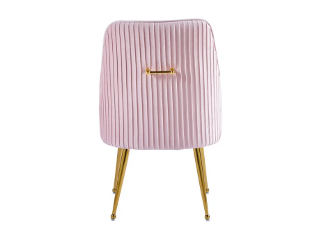 Lot 2 Chaises Salle à Manger Luxury Velours Rose Pieds Gold 56x58x93cm