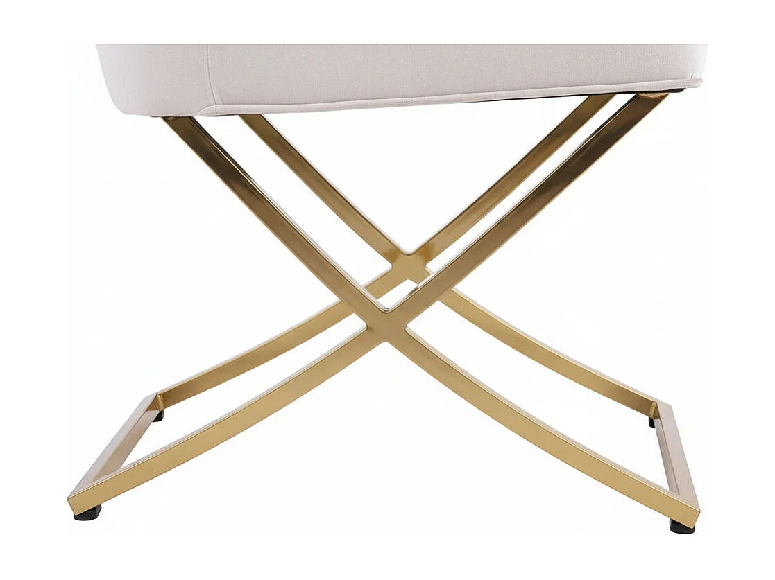 Lot 4 Chaises Salle à Manger Gabrielle Velours Beige Capitonné Pieds Gold