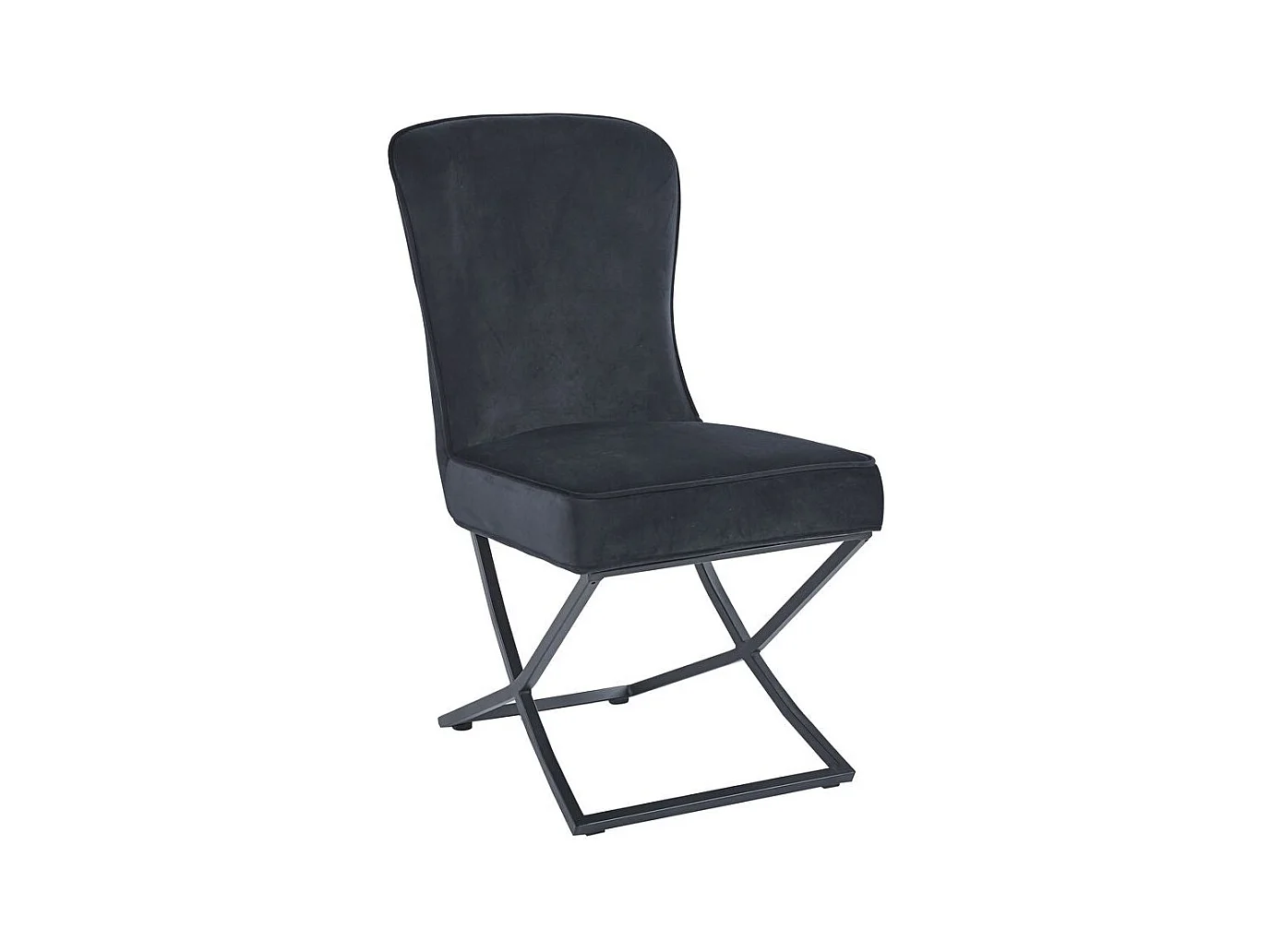 Lot de 4 chaises GABRIELLE Métal noir Velours Capitonné