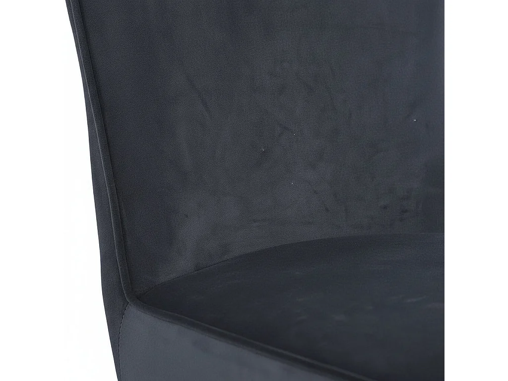 Lot 4 Chaises Salle à Manger Gabrielle Velours Noir Capitonné Pieds Métal Noir