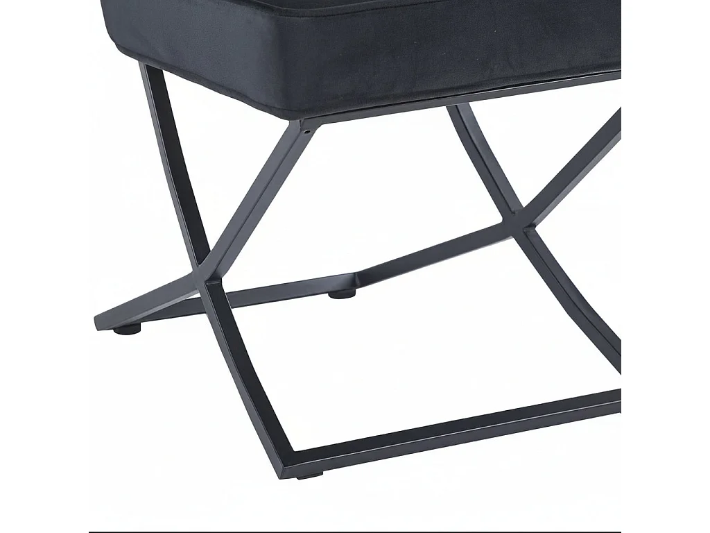 Lot 4 Chaises Salle à Manger Gabrielle Velours Noir Capitonné Pieds Métal Noir