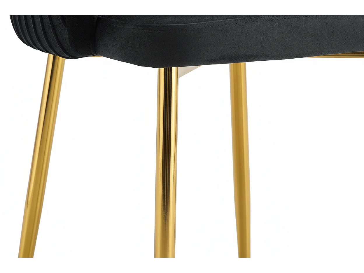 Lot 2 Chaises Salle à Manger Carlita Accoudoirs Velours Noir Pieds Gold 44,5x50x80cm