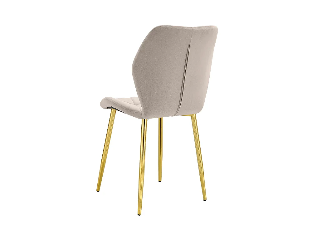 Lot 4 Chaises Salle à Manger Coquillage Velours Taupe Pieds Gold 46x58,5x87cm