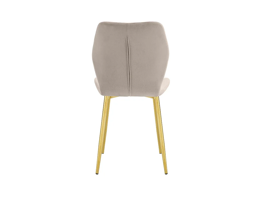 Lot 4 Chaises Salle à Manger Coquillage Velours Taupe Pieds Gold 46x58,5x87cm