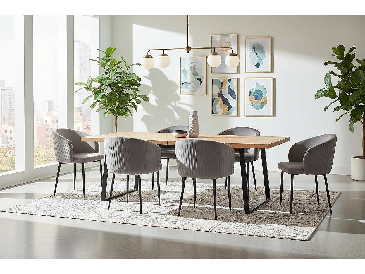 Lot 2 Chaises Salle à Manger Carlita Accoudoirs Velours Gris Pieds Gold 44,5x50x80cm