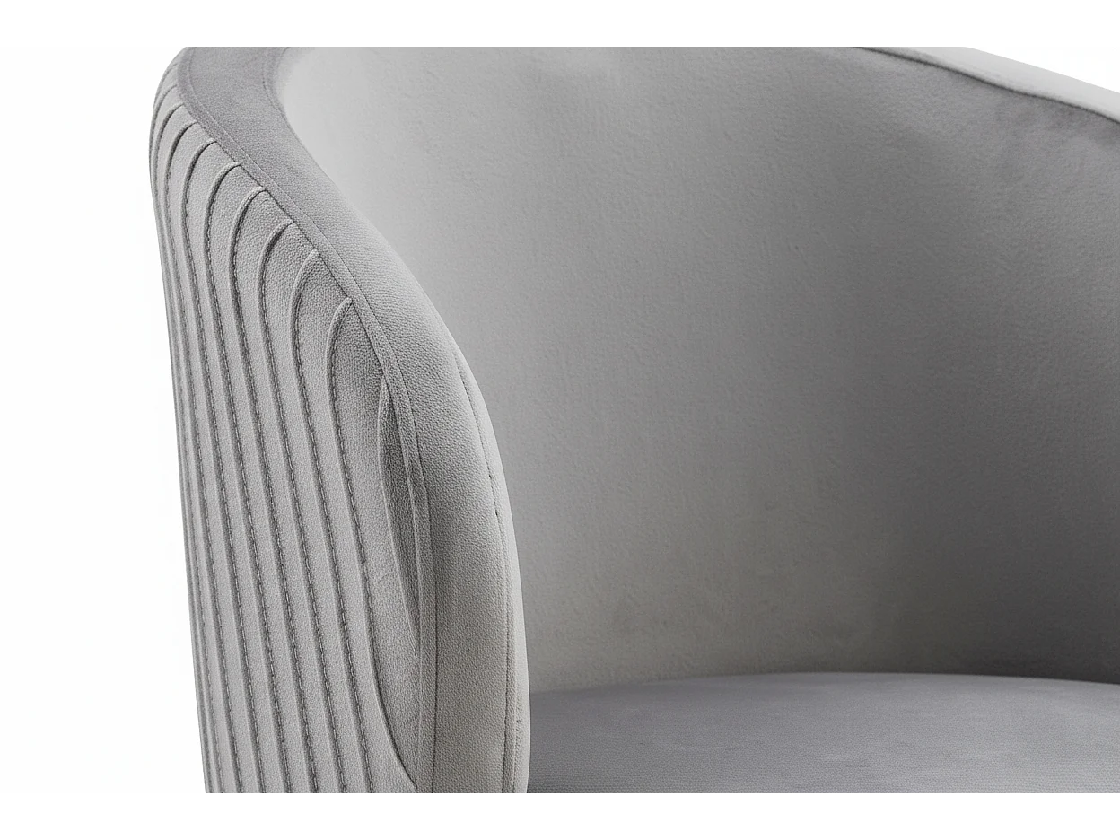 Lot 2 Chaises Salle à Manger Carlita Accoudoirs Velours Gris Pieds Gold 44,5x50x80cm