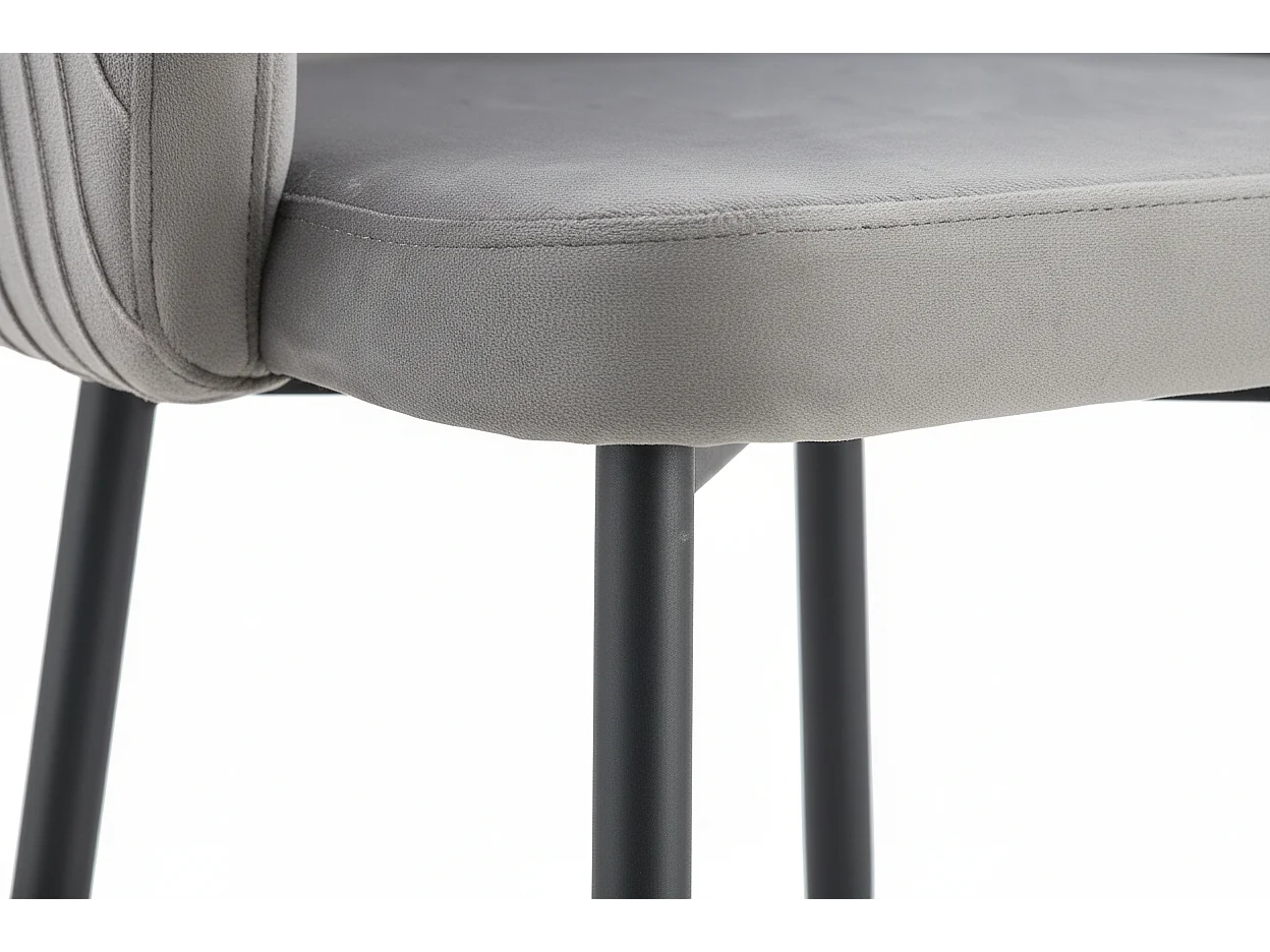 Lot 2 Chaises Salle à Manger Carlita Accoudoirs Velours Gris Pieds Gold 44,5x50x80cm