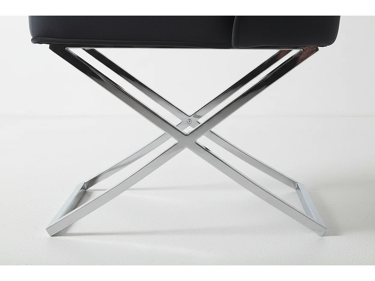 Lot 2 Chaises Salle à Manger Gabrielle Capitonnées Velours Noir Pieds Chrome 59x52x95cm