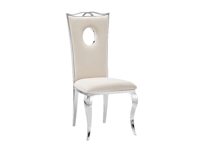 Lot de 4 Chaises baroque ROYAL Chrome Velours Beige