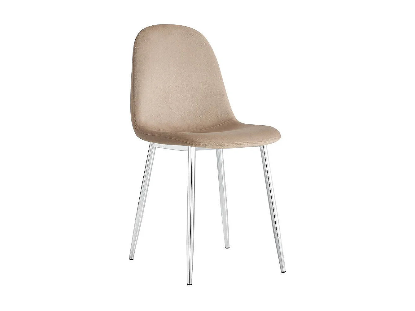 Lot de 6 chaises scandinaves en velours taupe pieds chrome 44x50x87 cm