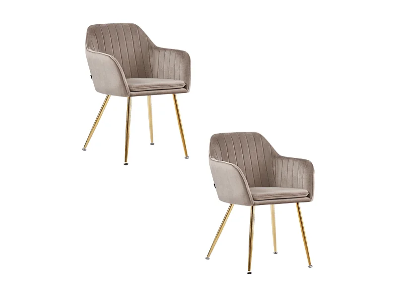 Lot de 2 chaises Chic KANVAS en velours pieds Gold