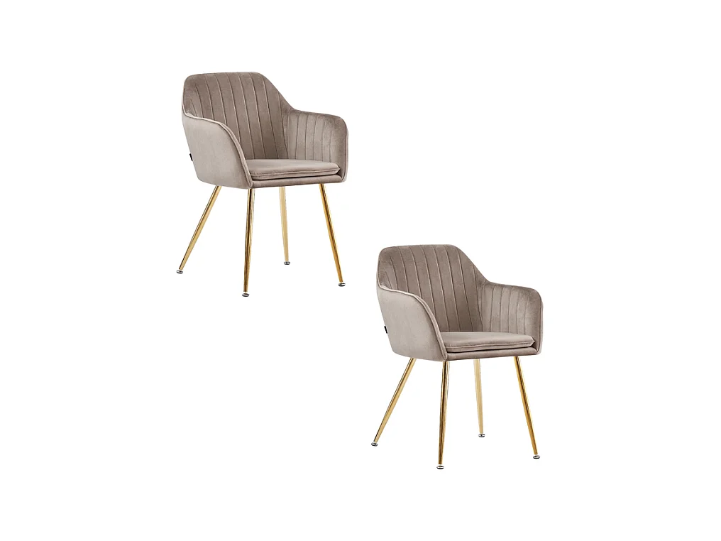 Lot de 2 chaises Chic KANVAS en velours pieds Gold
