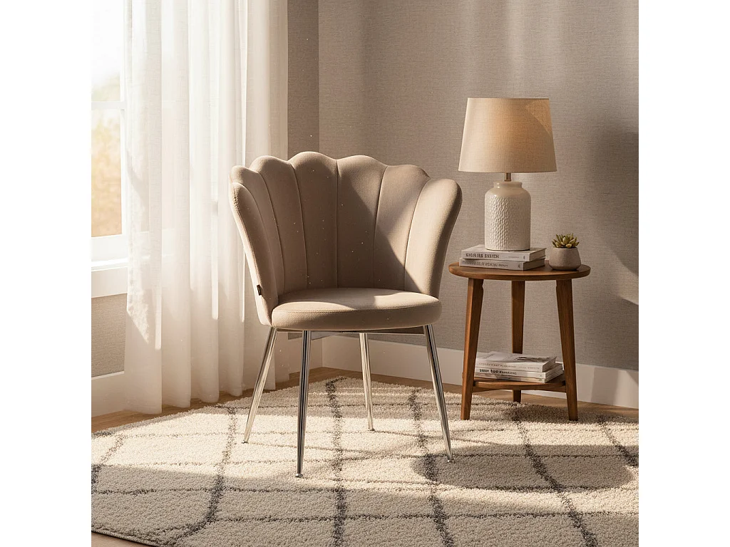 Lot de 2 chaises NYMPHEA pieds Chrome assise Velours Moka