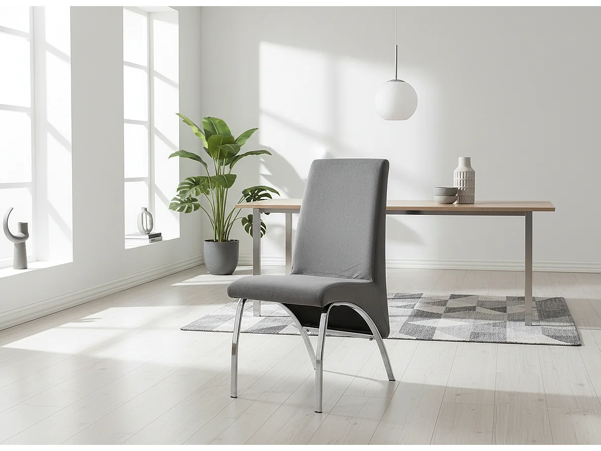 Lot de 4 Chaises Fate chrome et velours Gris