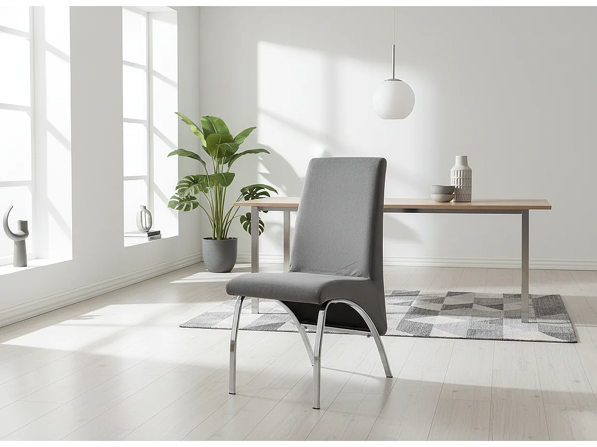 Lot de 4 Chaises Fate chrome et velours Gris