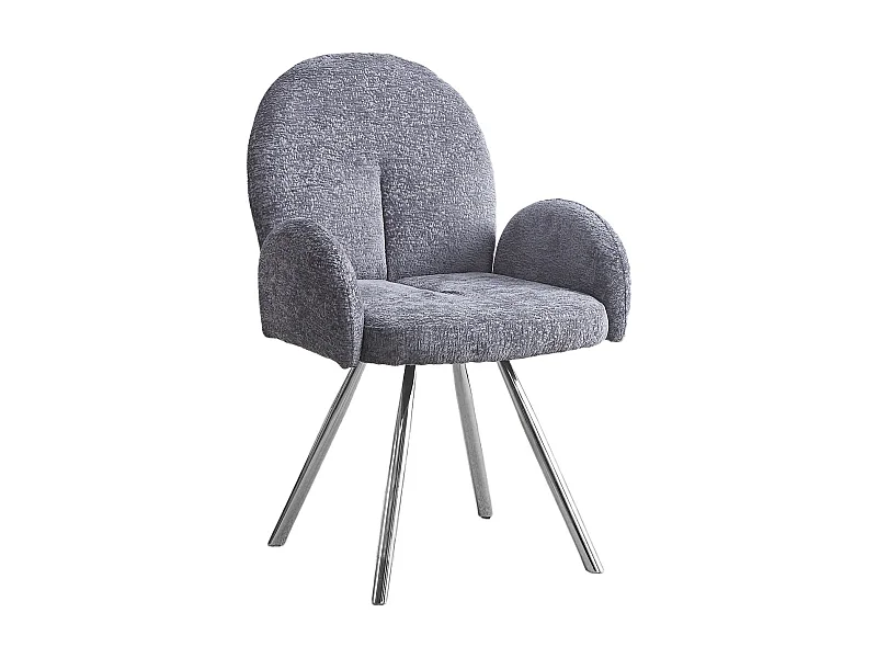 Lot 2 Chaises Salle à Manger Elisa Velours Anthracite Pieds Chrome 42x55x87cm