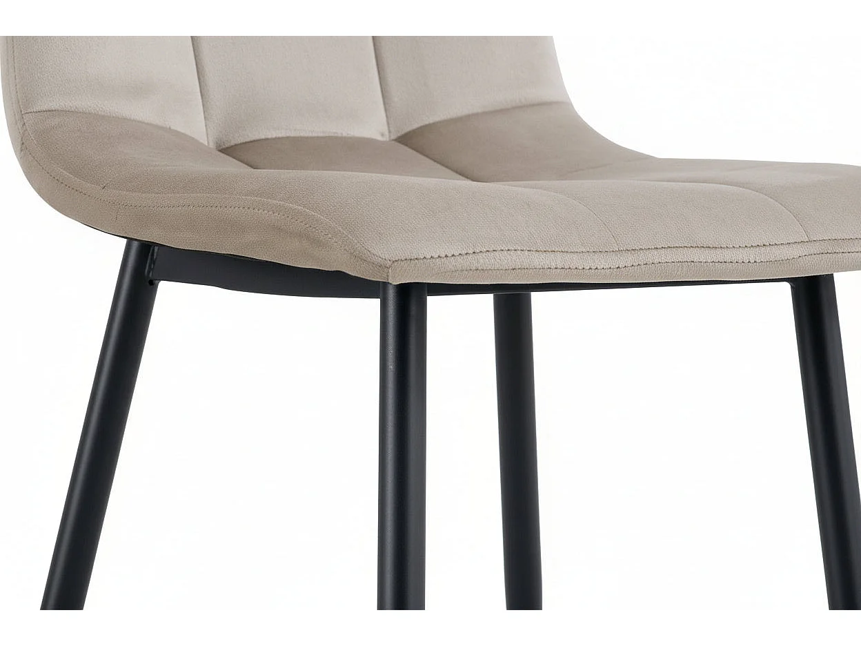 Lot 4 Chaises Salle à Manger Elisa Velours Taupe Pieds Métal Noir 42x55x87cm