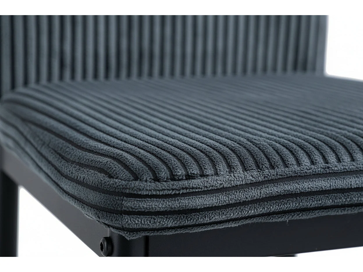 Lot 4 Chaises Salle à Manger Klarna Tissu Côtelé Gris Pieds Métal Noir