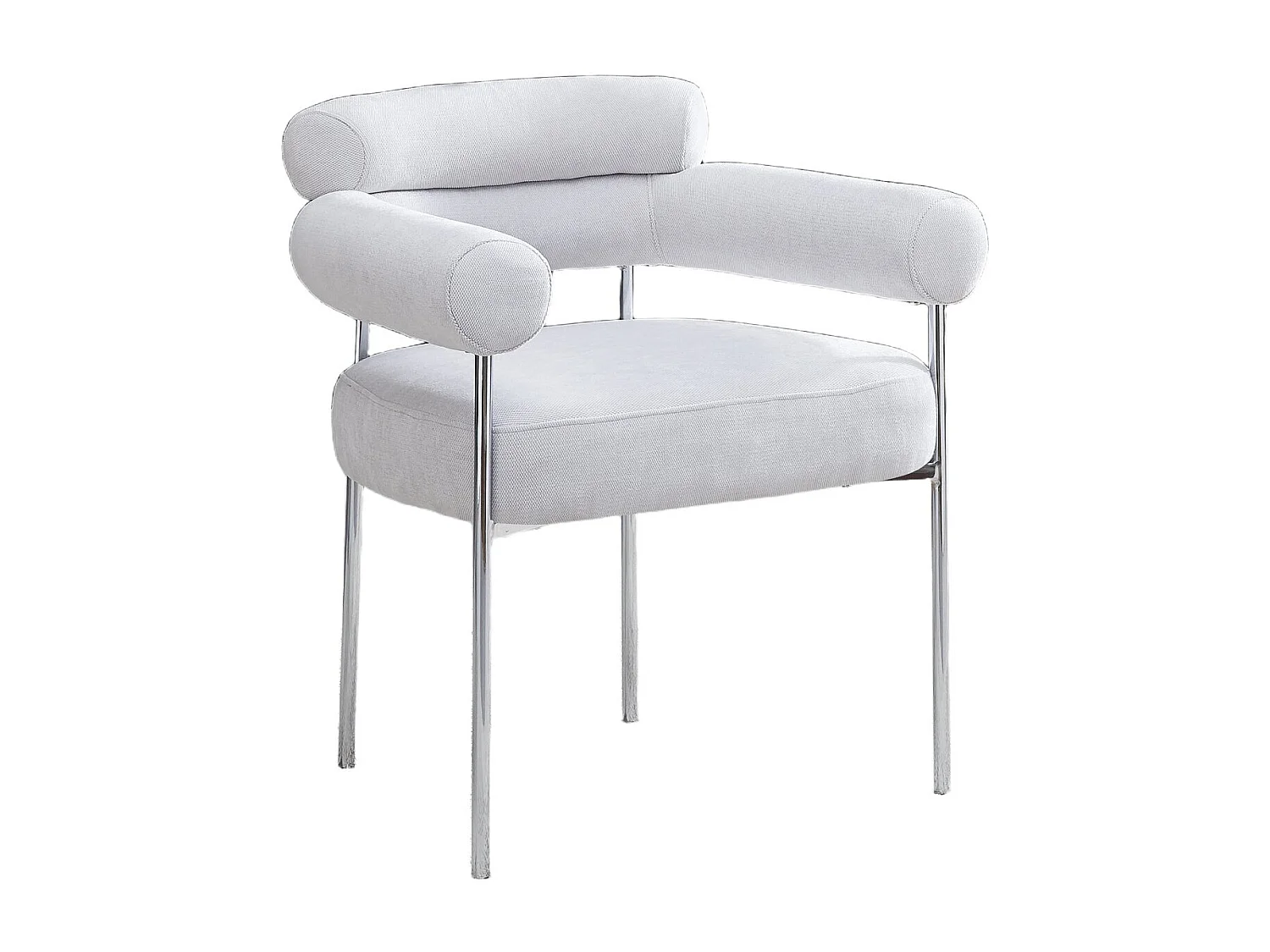 Lot 2 Chaises Salle à Manger Bulle Accoudoirs Velours Serge Gris Pieds Chrome 72x60x77cm