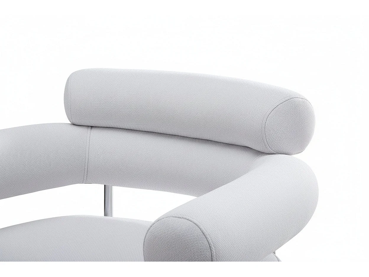 Lot 2 Chaises Salle à Manger Bulle Accoudoirs Velours Serge Gris Pieds Chrome 72x60x77cm