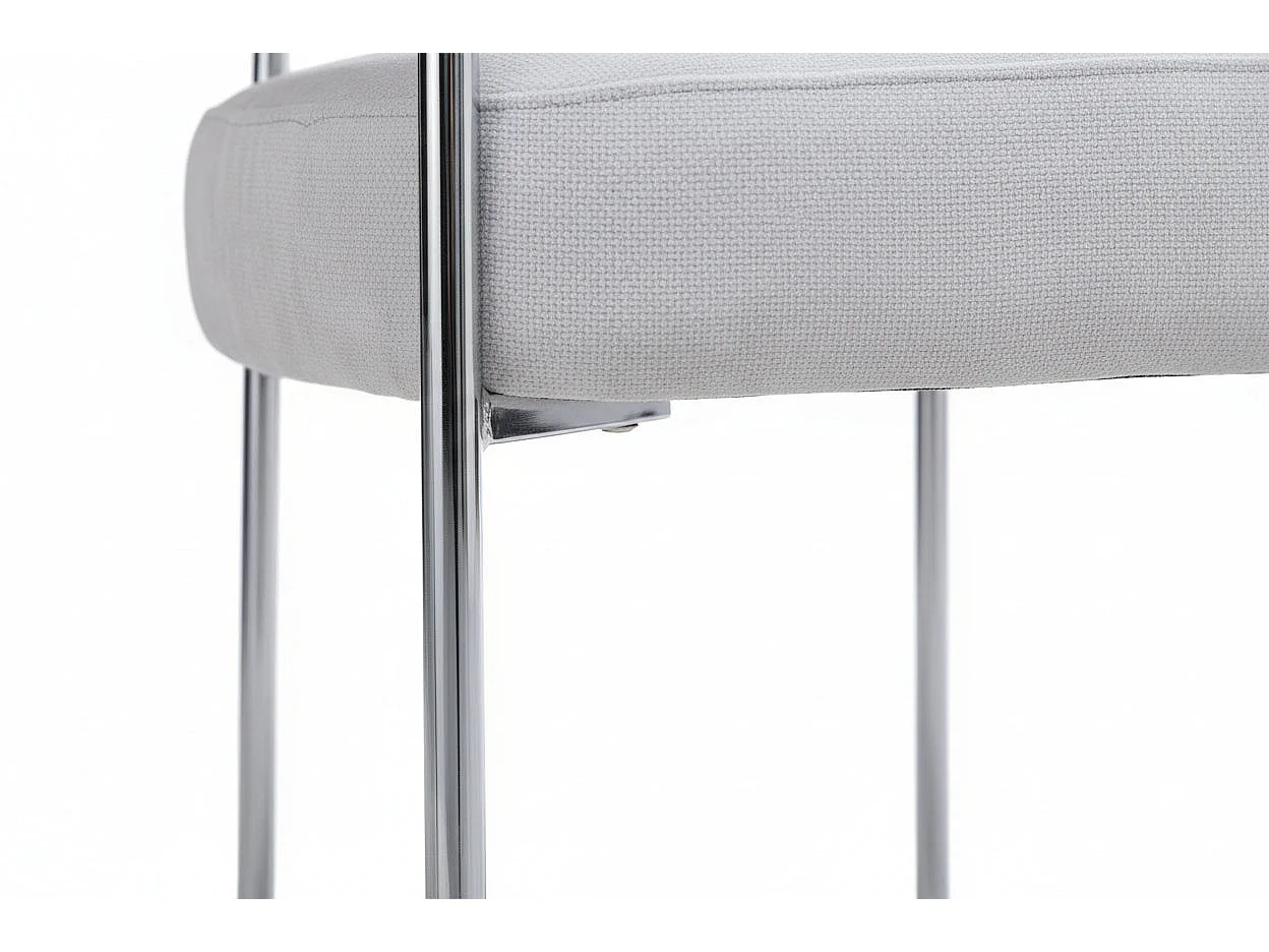 Lot 2 Chaises Salle à Manger Bulle Accoudoirs Velours Serge Gris Pieds Chrome 72x60x77cm