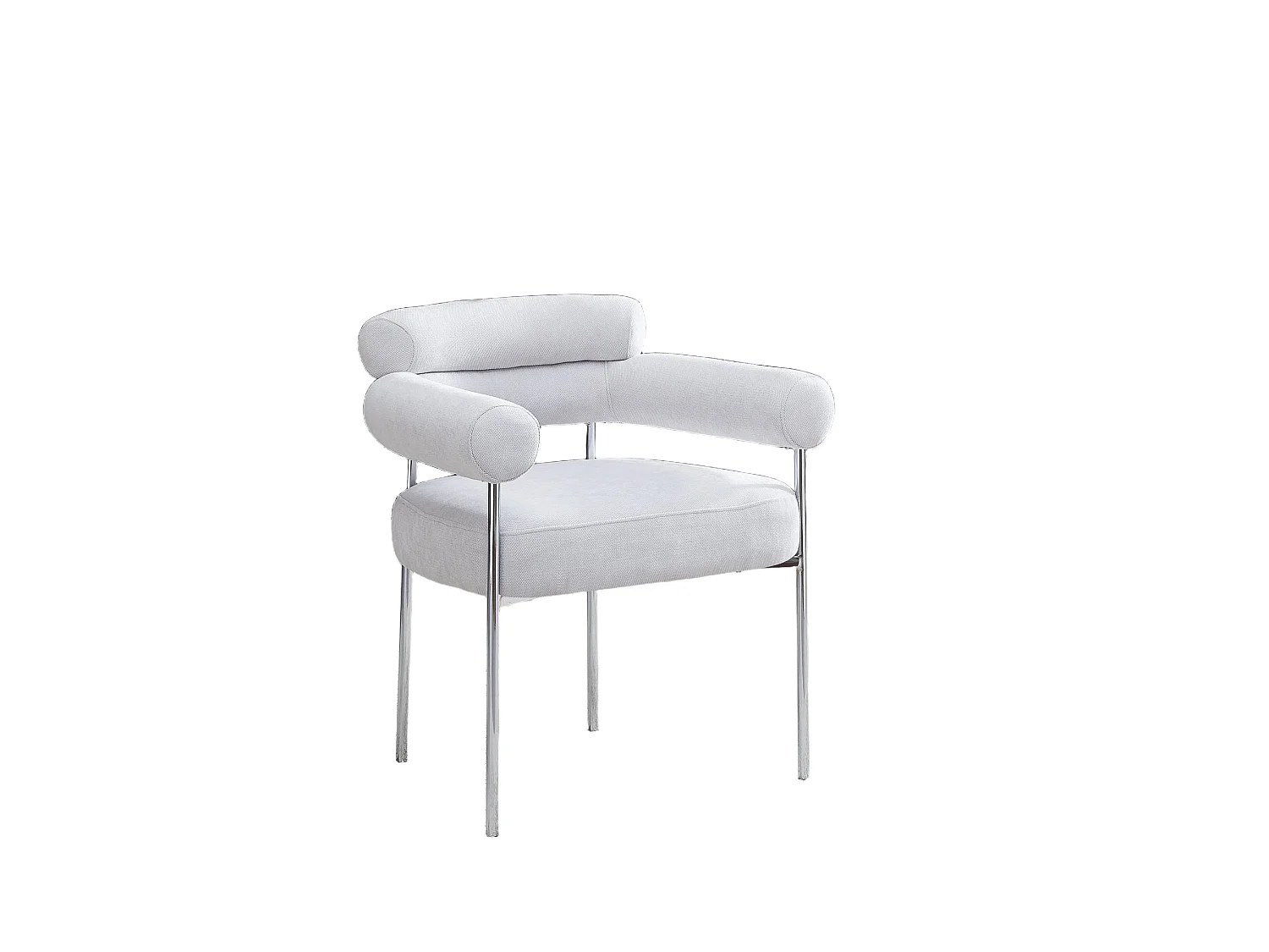 Lot 2 Chaises Salle à Manger Bulle Accoudoirs Velours Serge Gris Pieds Chrome 72x60x77cm
