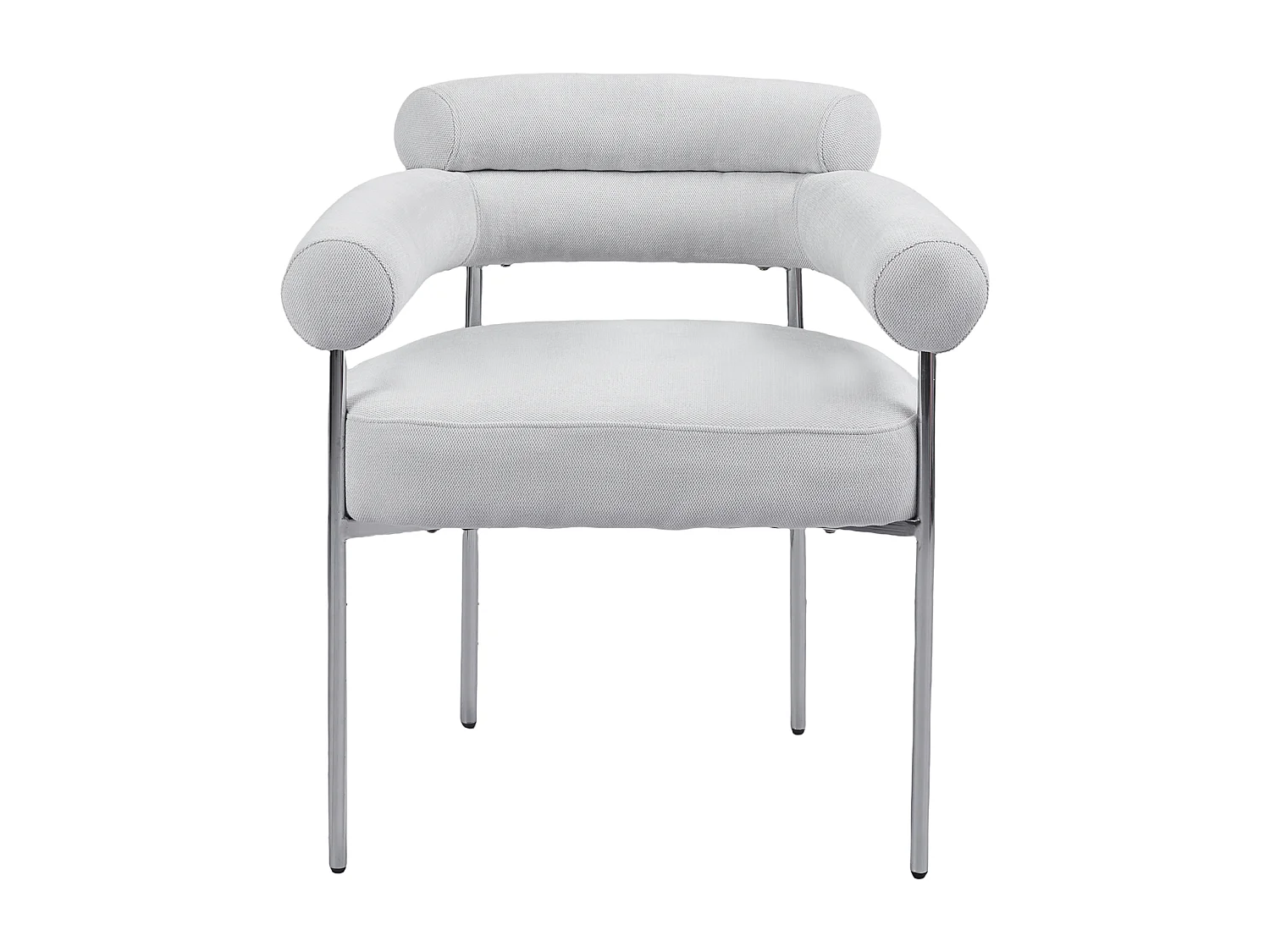 Lot 2 Chaises Salle à Manger Bulle Accoudoirs Velours Serge Gris Pieds Chrome 72x60x77cm