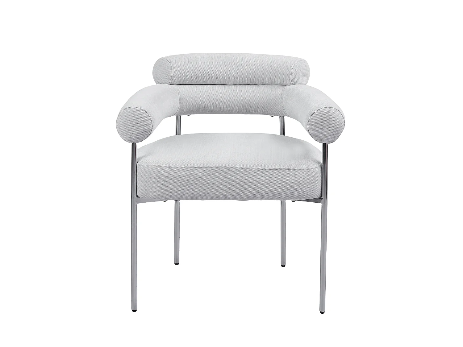 Lot 2 Chaises Salle à Manger Bulle Accoudoirs Velours Serge Gris Pieds Chrome 72x60x77cm
