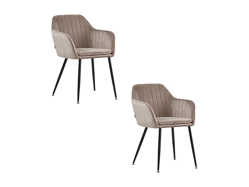 Lot de 2 chaises Chic KANVAS en velours pieds métal noir