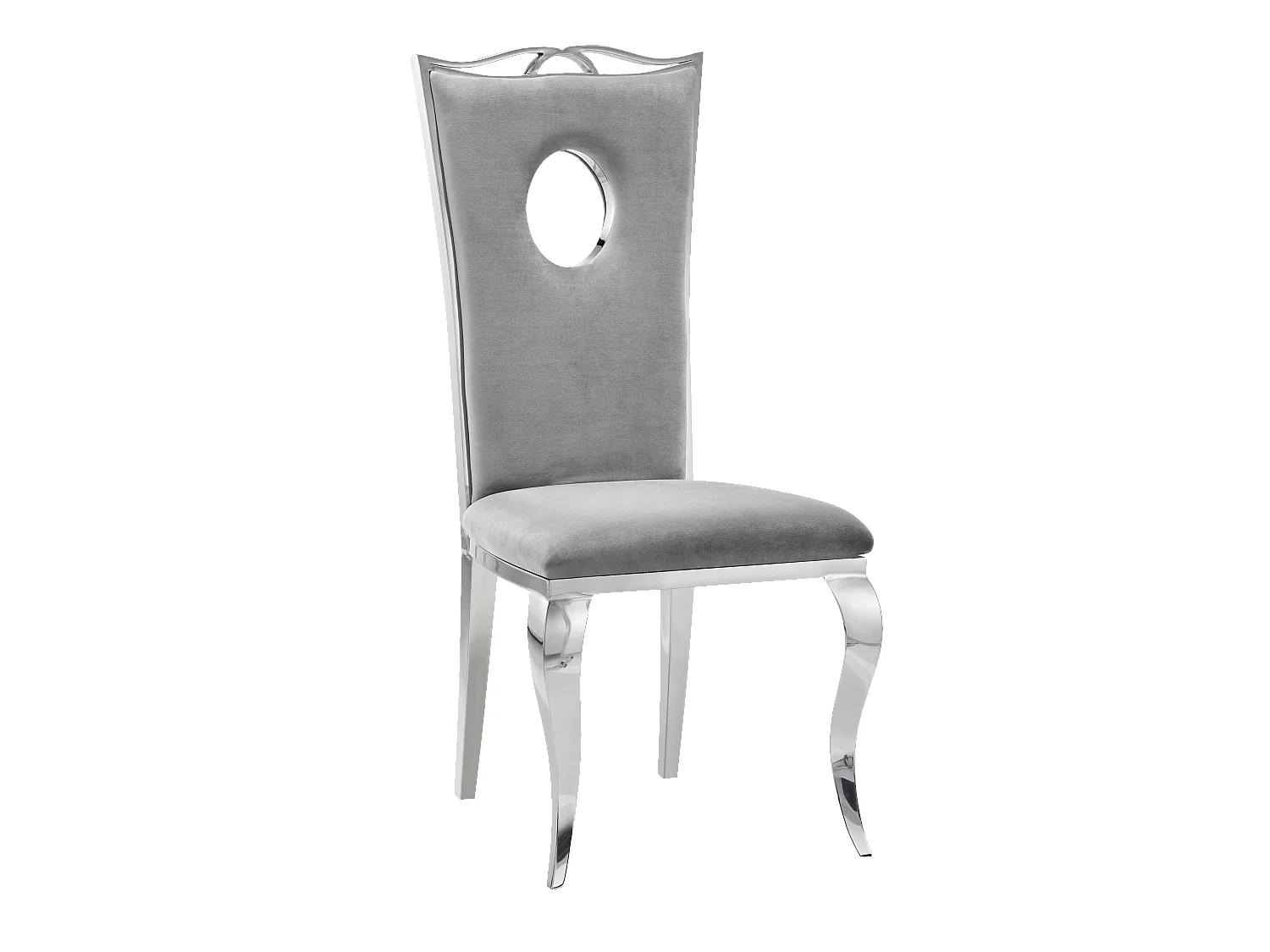 Lot de 4 Chaises baroque ROYAL Chrome Velours Gris