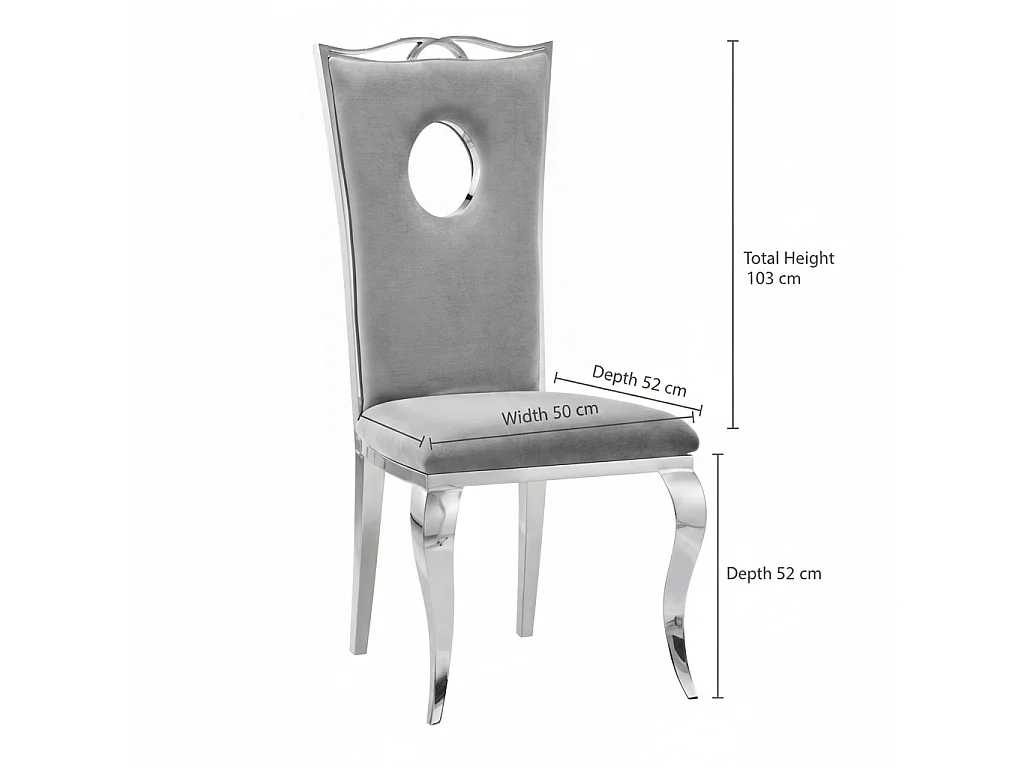 Lot de 4 Chaises baroque ROYAL Chrome Velours Gris