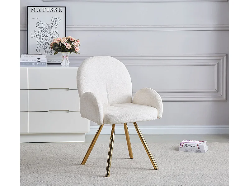 Lot de 2 chaises MIMI avec Accoudoirs Gold 62x63x92 cm - Écru