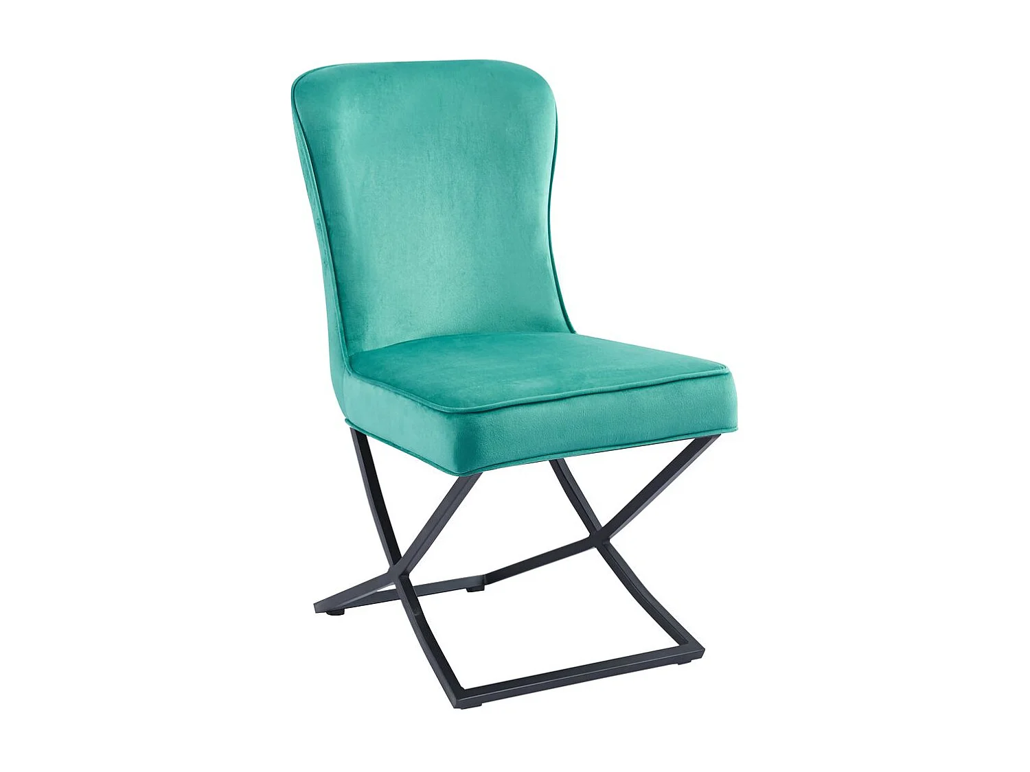 Lot 4 Chaises Salle à Manger Gabrielle Velours Vert Capitonné Pieds Métal Noir