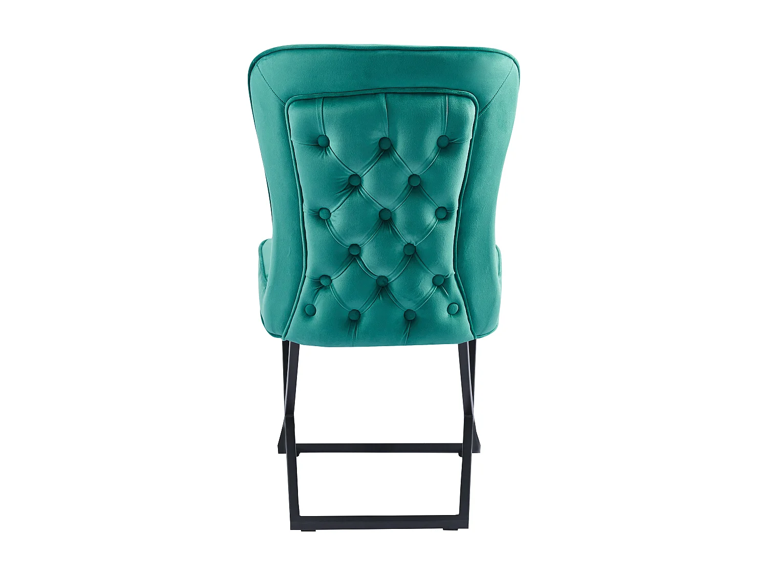 Lot 4 Chaises Salle à Manger Gabrielle Velours Vert Capitonné Pieds Métal Noir