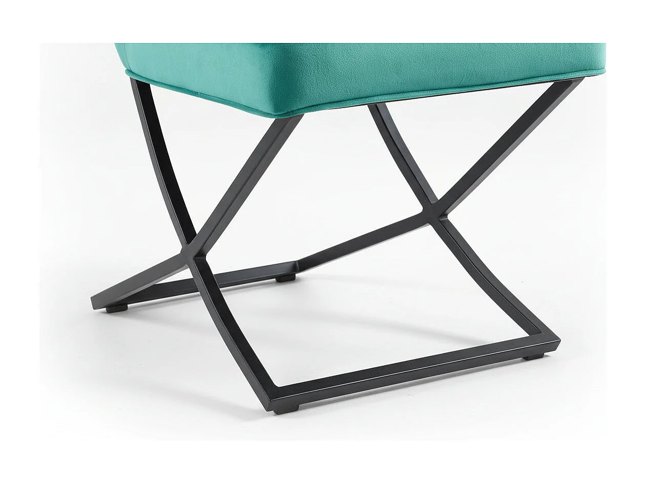 Lot 4 Chaises Salle à Manger Gabrielle Velours Vert Capitonné Pieds Métal Noir