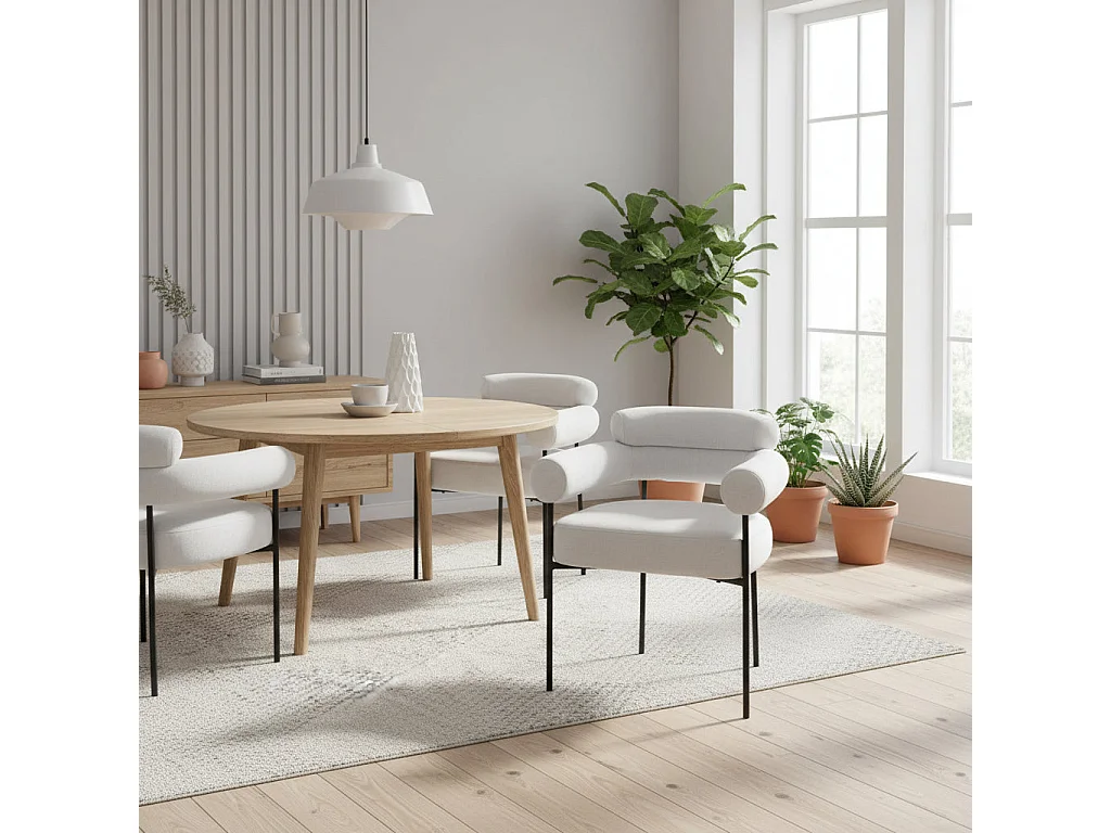 Lot 2 Chaises Salle à Manger Serge Gris Avec Accoudoirs 72x60x77cm Métal Noir