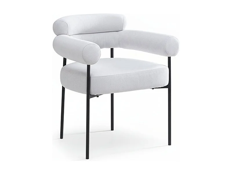 Lot 2 Chaises Salle à Manger Serge Gris Avec Accoudoirs 72x60x77cm Métal Noir