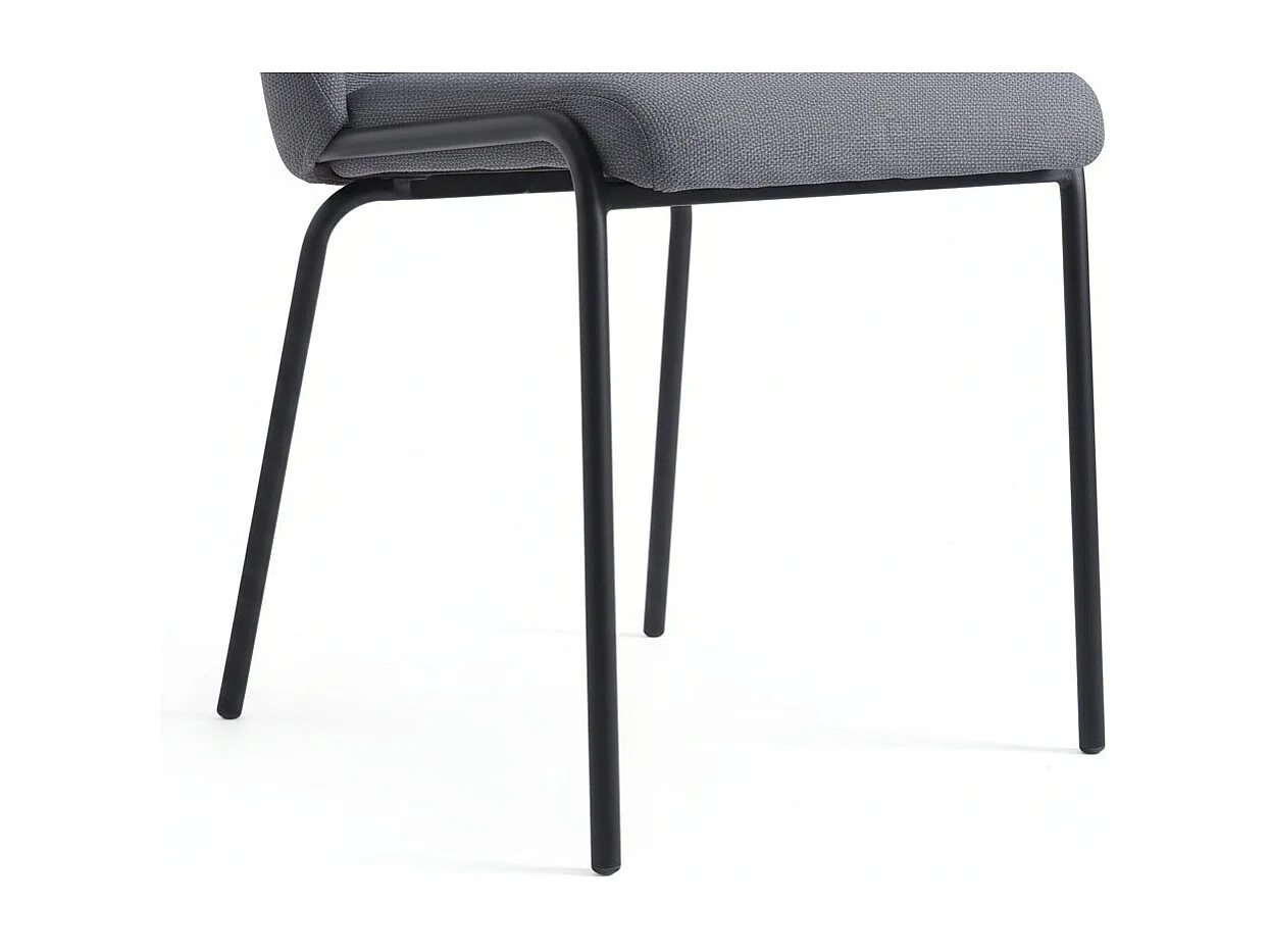 Lot 4 Chaises Salle à Manger Tissu Effet Lin Anthracite CALI