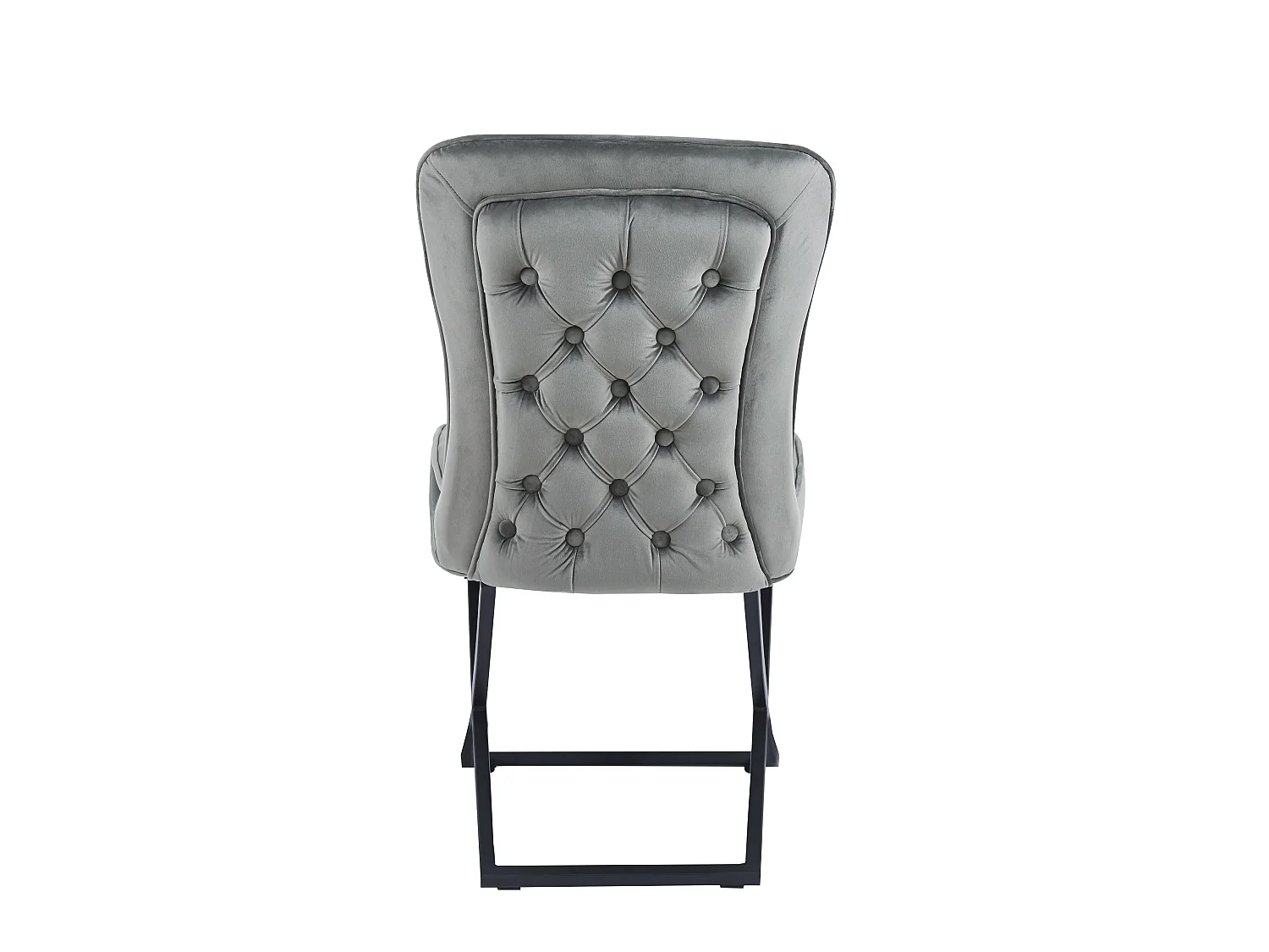 Lot 4 Chaises Salle à Manger Gabrielle Velours Anthracite Capitonné Pieds Métal Noir