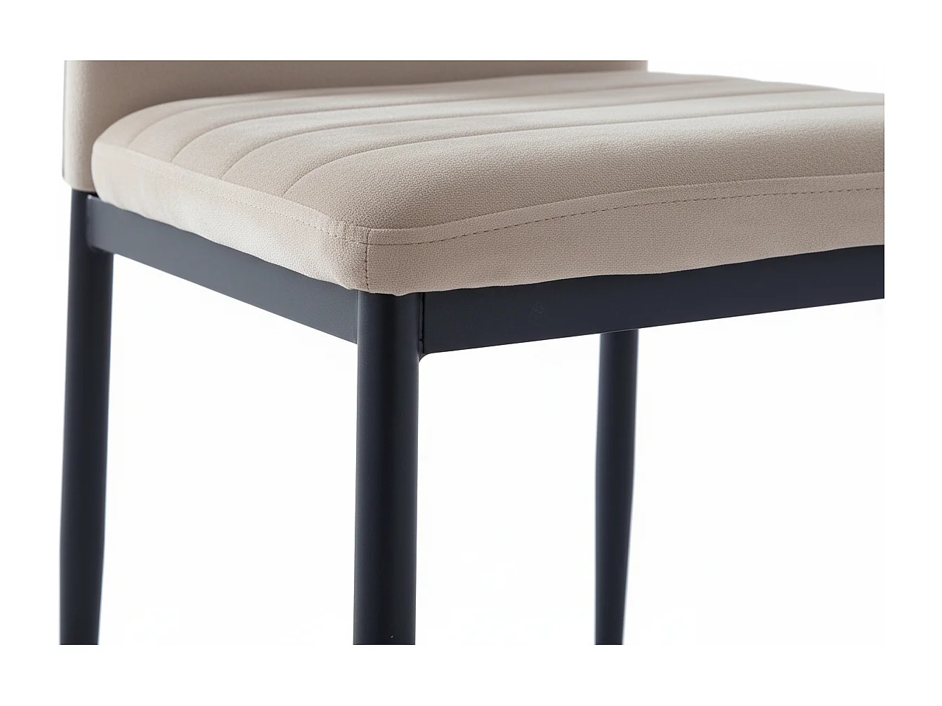 Lot 6 Chaises Salle à Manger Tolia Velours Taupe Pieds Métal Noir