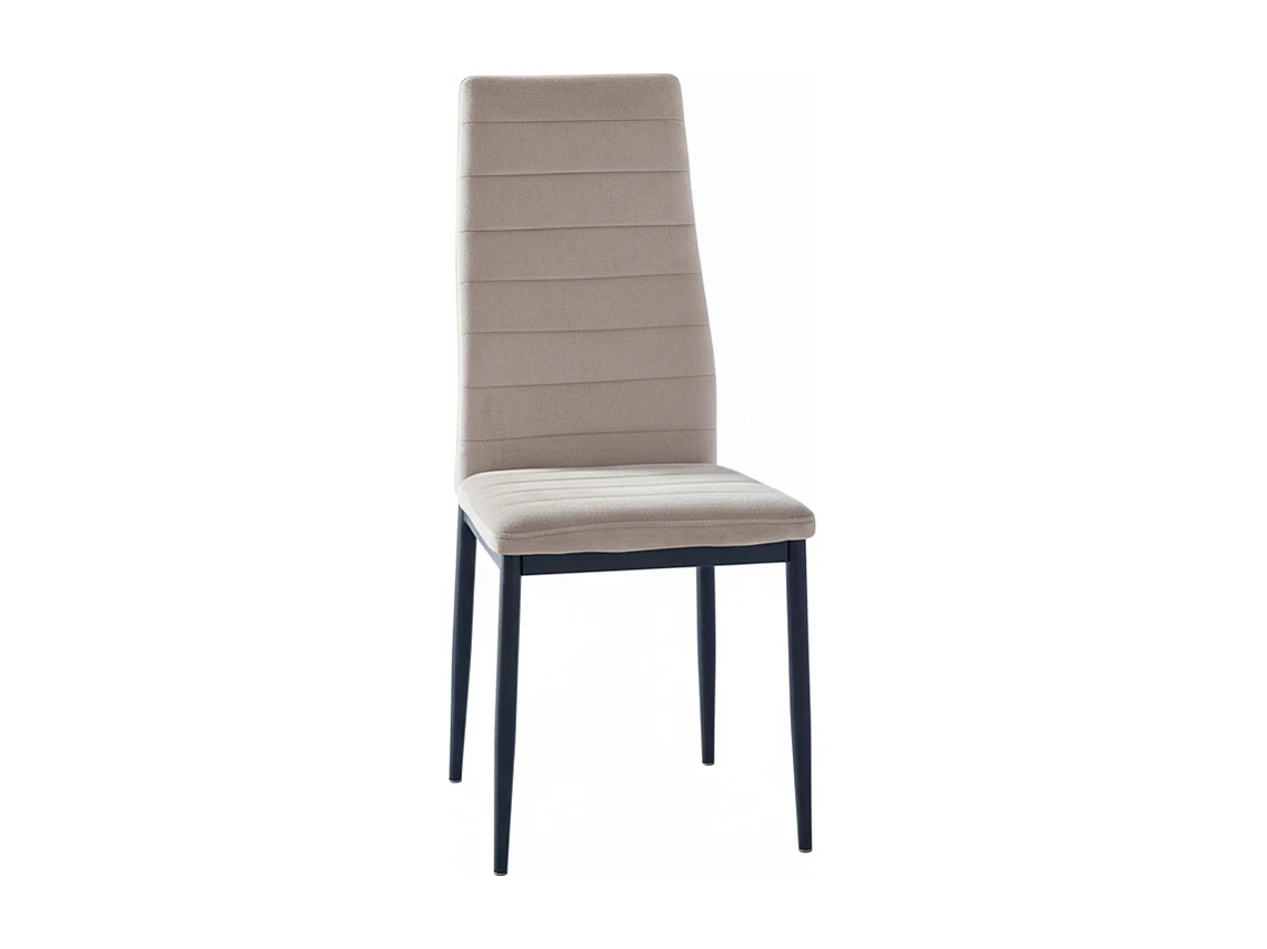 Lot 6 chaises velours taupe pieds métal noir 52x45x90 cm TOLIA