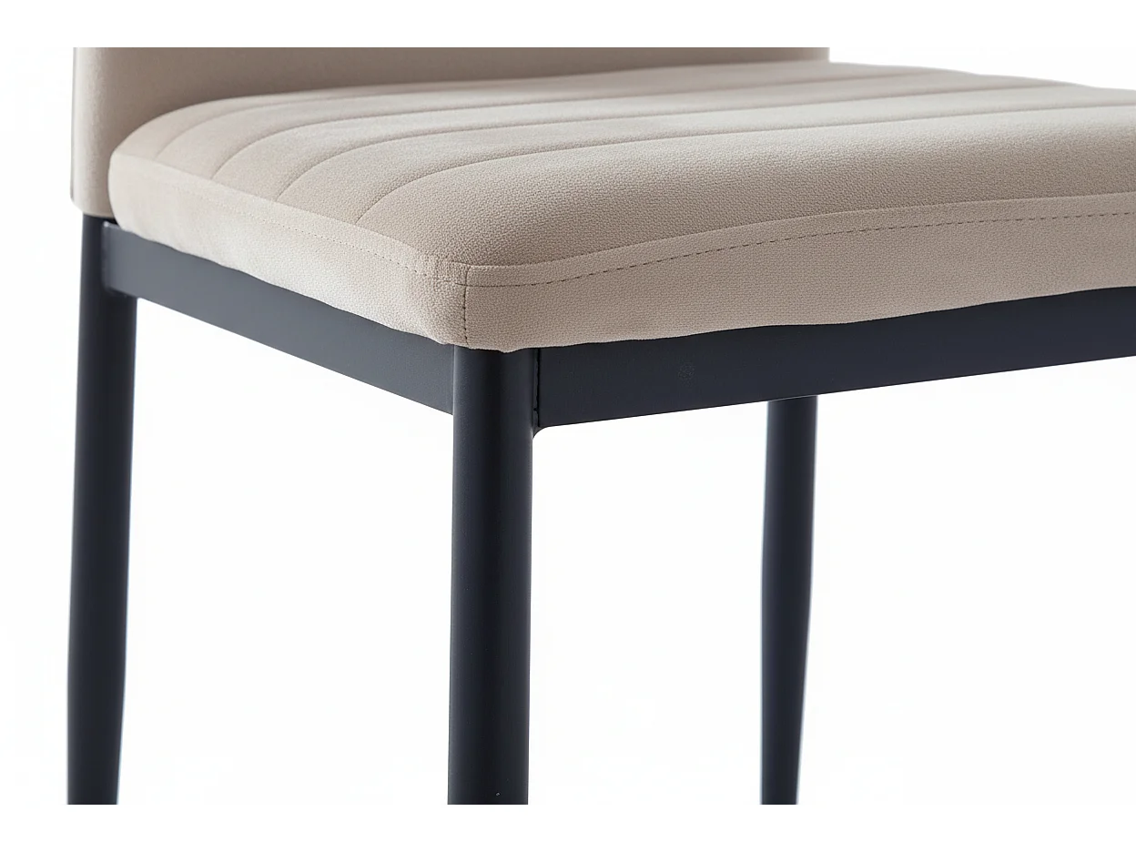 Lot 6 chaises velours taupe pieds métal noir 52x45x90 cm TOLIA