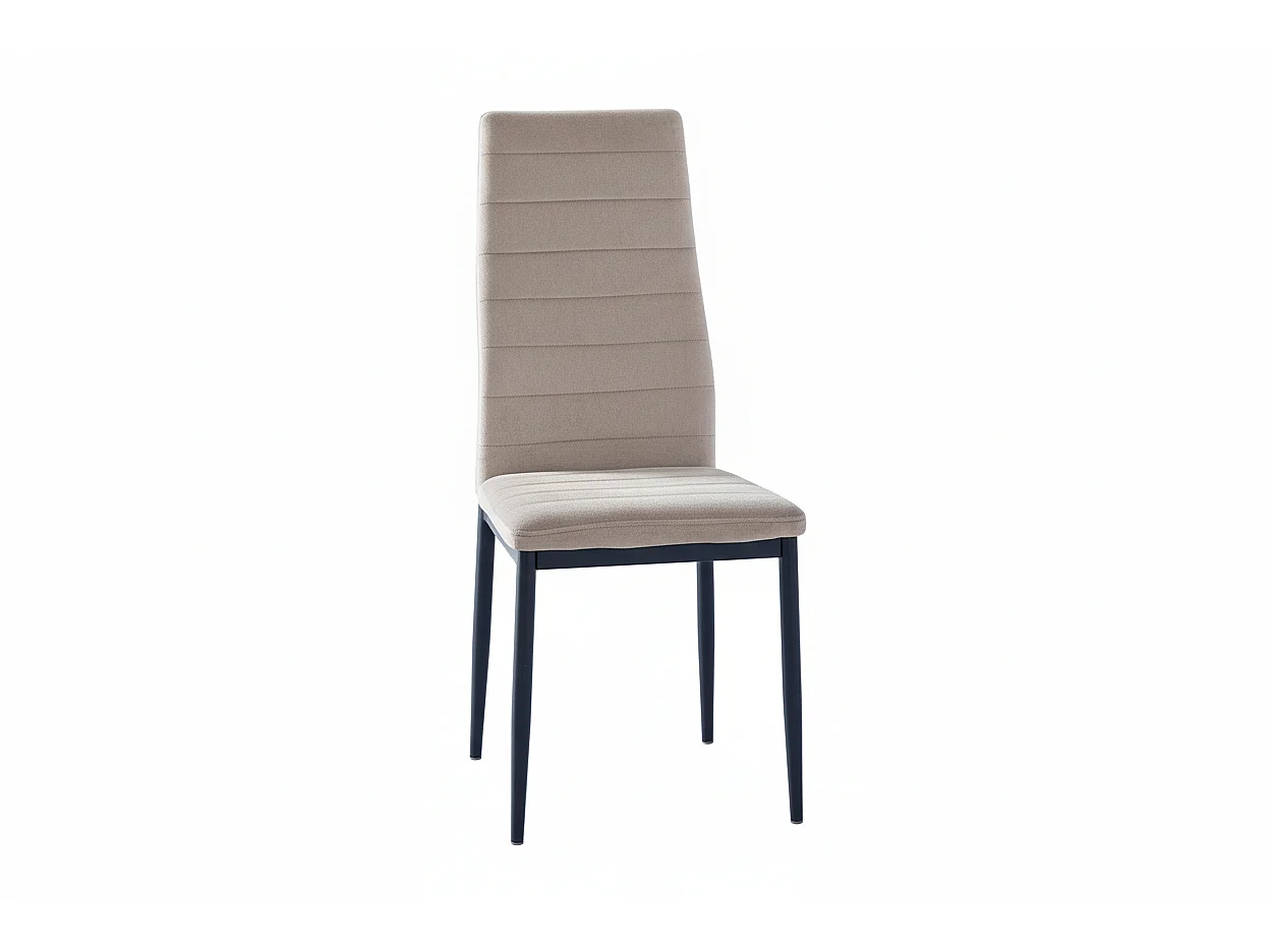 Lot 6 chaises velours taupe pieds métal noir 52x45x90 cm TOLIA
