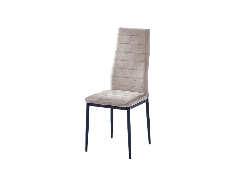 Lot 6 Chaises Salle à Manger Tolia Velours Taupe Pieds Métal Noir