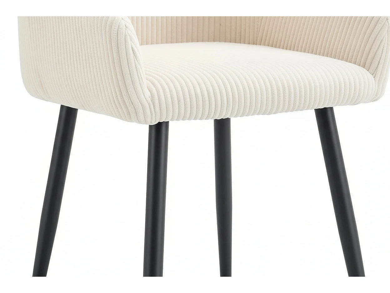 Lot 2 Chaises Salle à Manger Peach Accoudoirs Beige Pieds Métal Noir